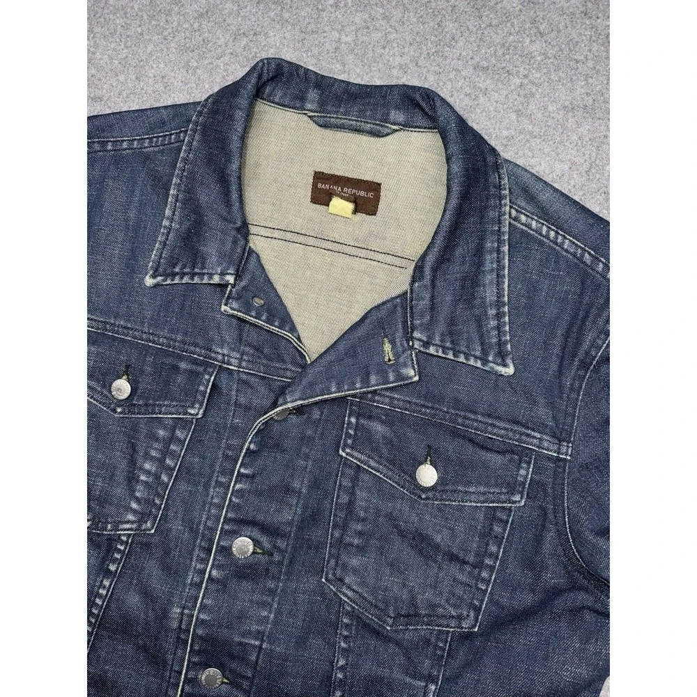 Banana Republic Fremont Denim Trucker Jean Jacket Mens Large Dark Wash Retro